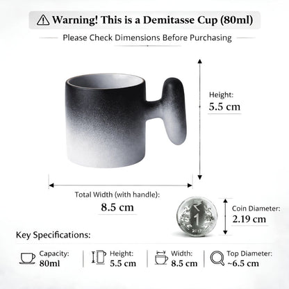 Wabi Fade Demitasse Cup (80 ml Espresso Cup) - Black and White