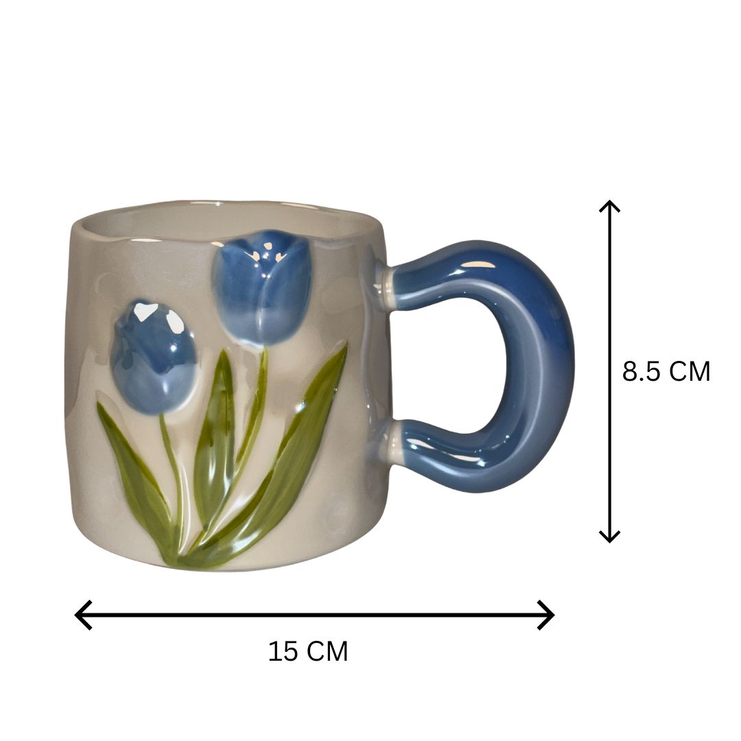 Tulip Meadow Ceramic Mug - Blue