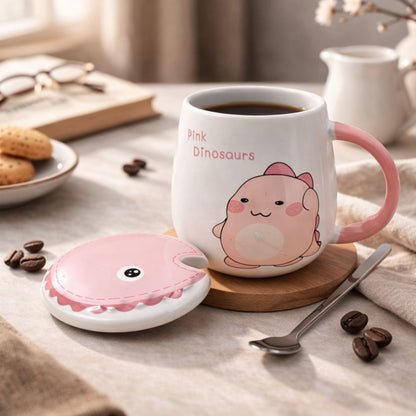 Pastel Roar Ceramic Mug (With Spoon and Lid)