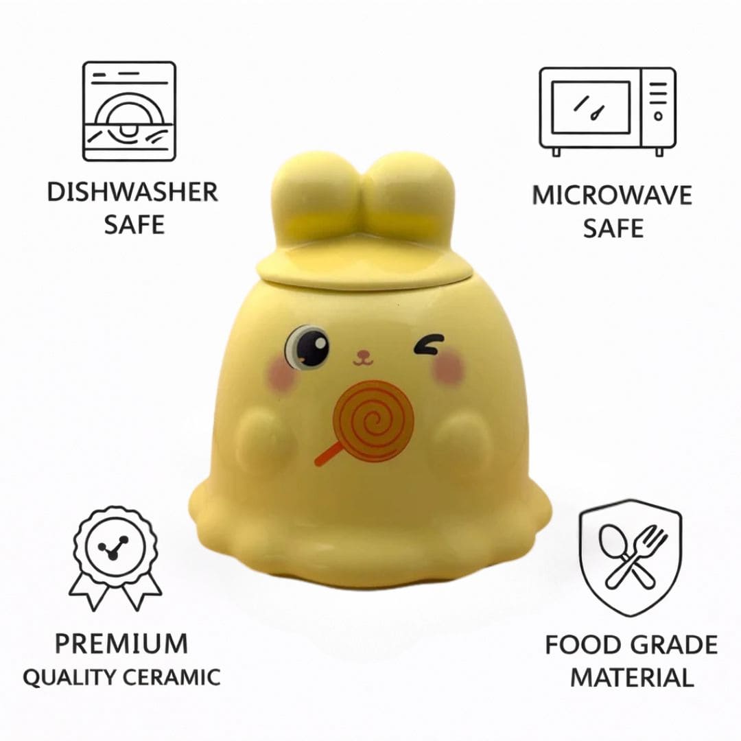 Sugar Snug Ceramic Mug (With Lid) - Yellow