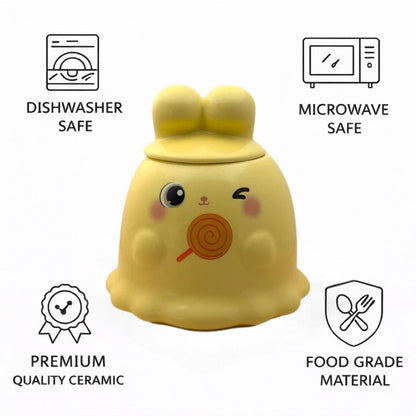 Sugar Snug Ceramic Mug (With Lid) - Yellow