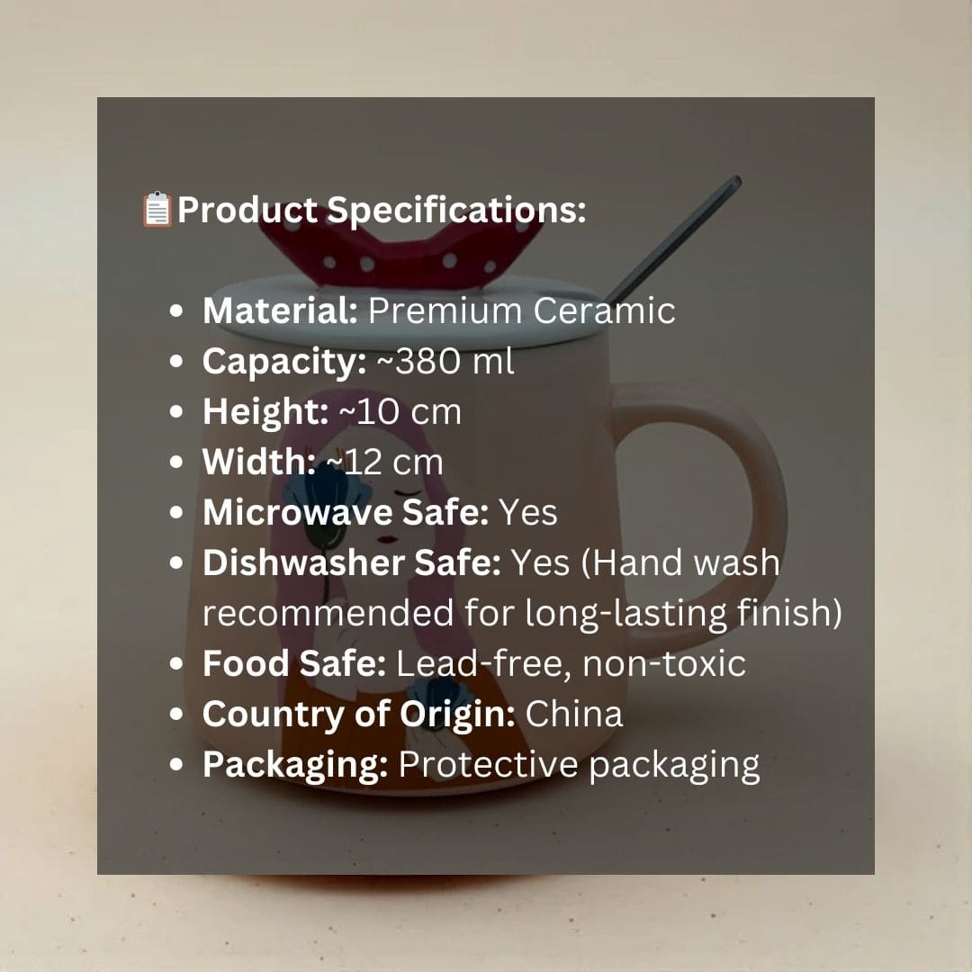 Serene Savage Ceramic Cup (With Spoon and Lid)