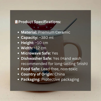 Serene Savage Ceramic Cup (With Spoon and Lid)