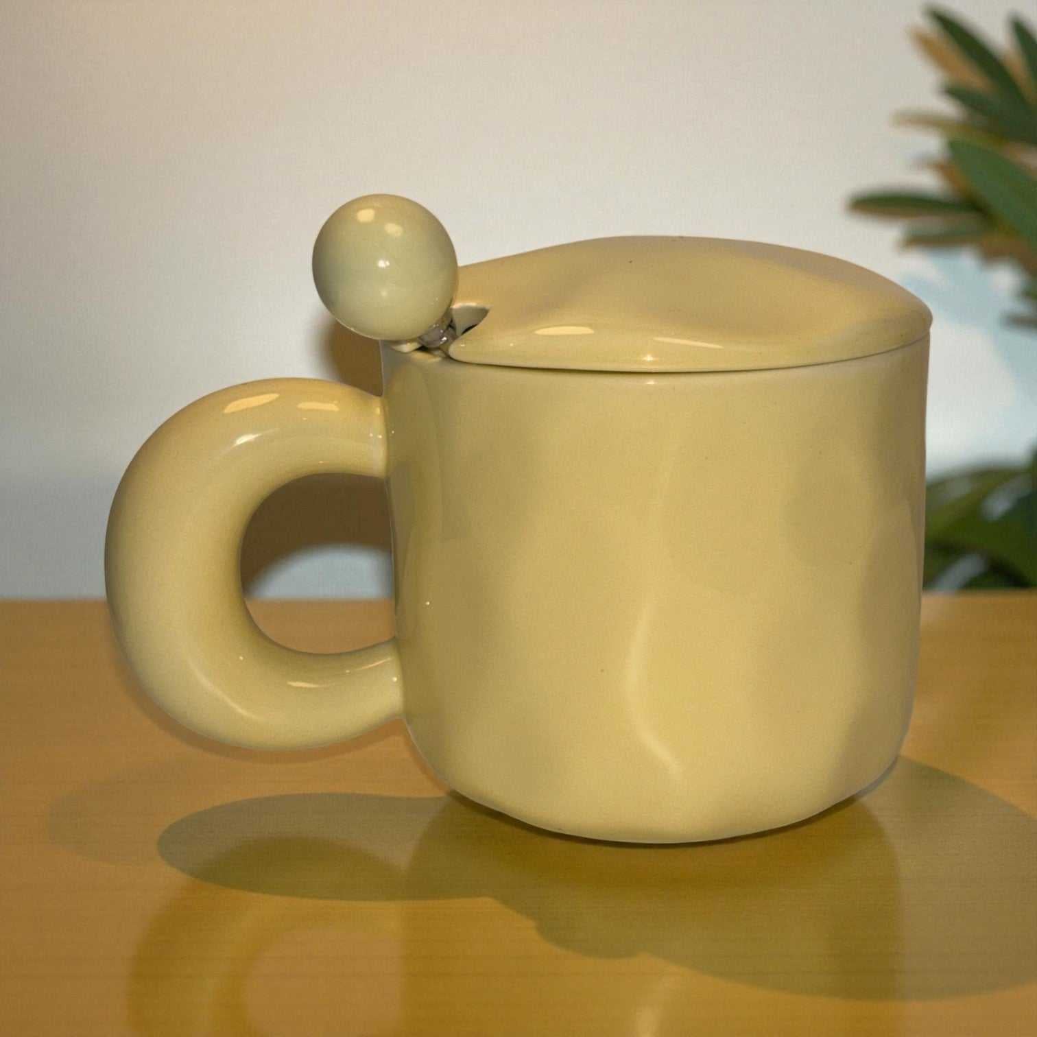 Tiny Greets Ceramic Mug (With Spoon and Lid) - Teddy
