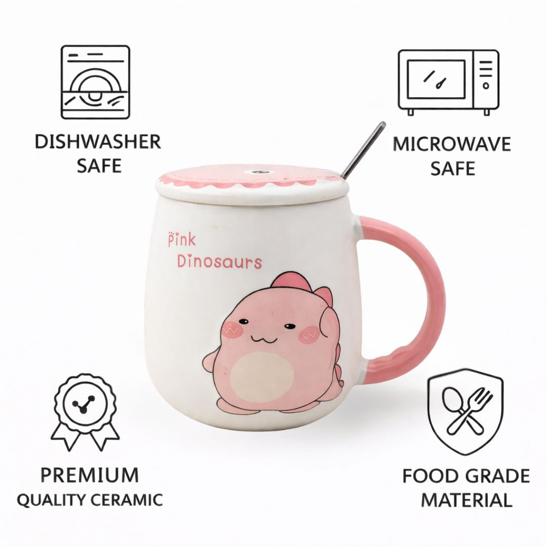 Pastel Roar Ceramic Mug (With Spoon and Lid)