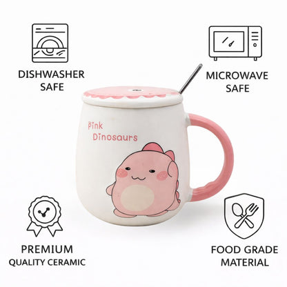 Pastel Roar Ceramic Mug (With Spoon and Lid)