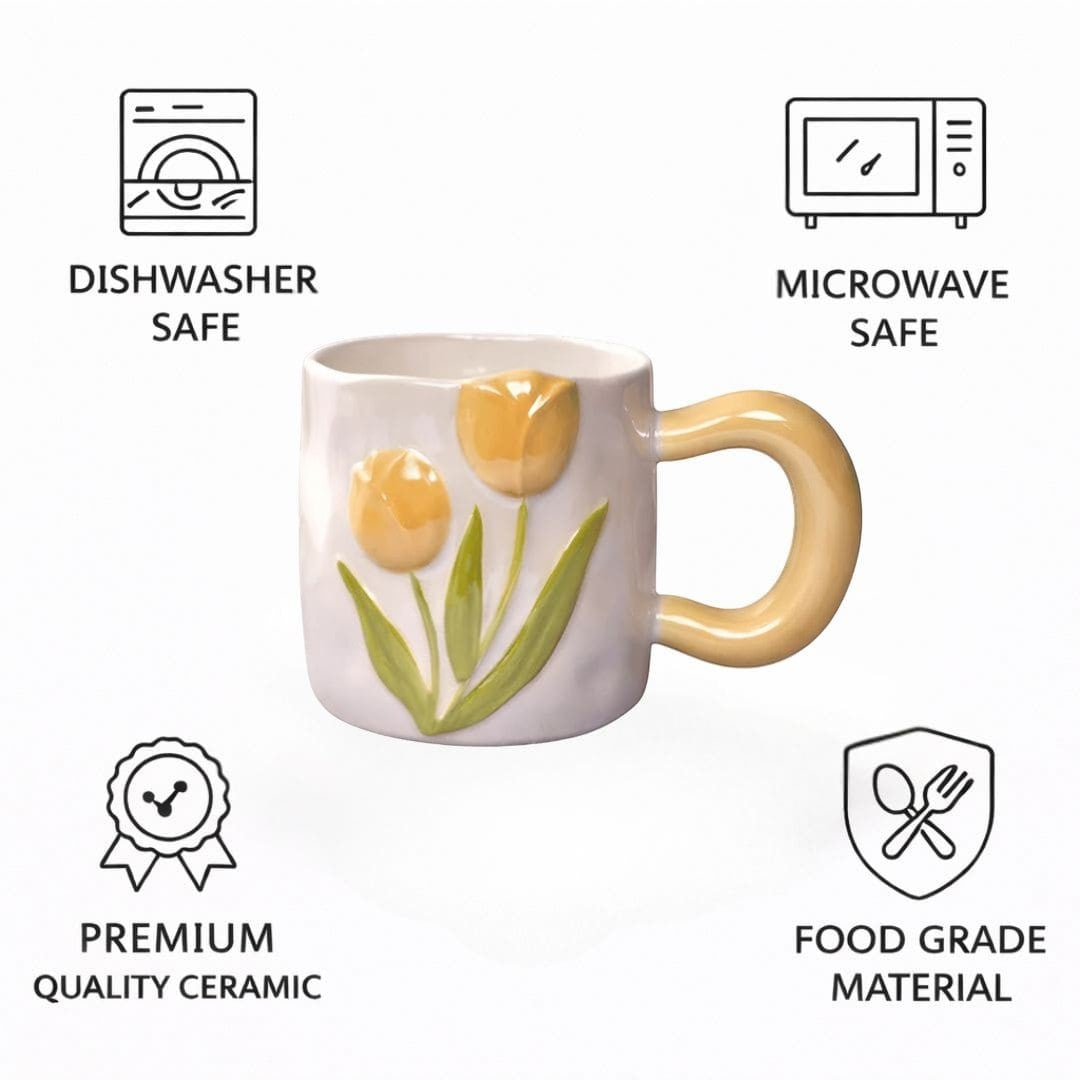 Tulip Meadow Ceramic Mug - Yellow