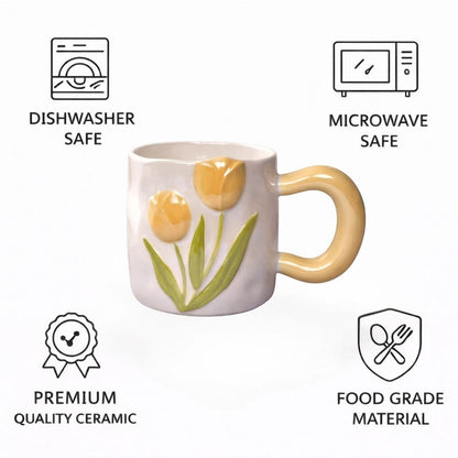 Tulip Meadow Ceramic Mug - Yellow