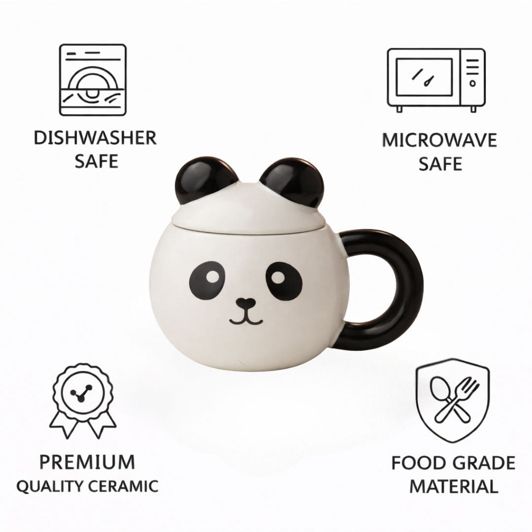 Panda Pop Ceramic Mug (With Lid)
