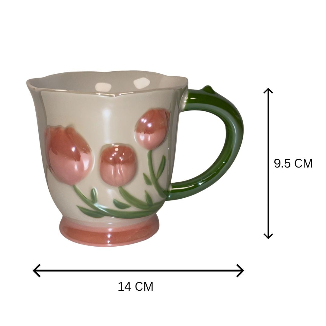 Tulip Buds Ceramic Mug - Red