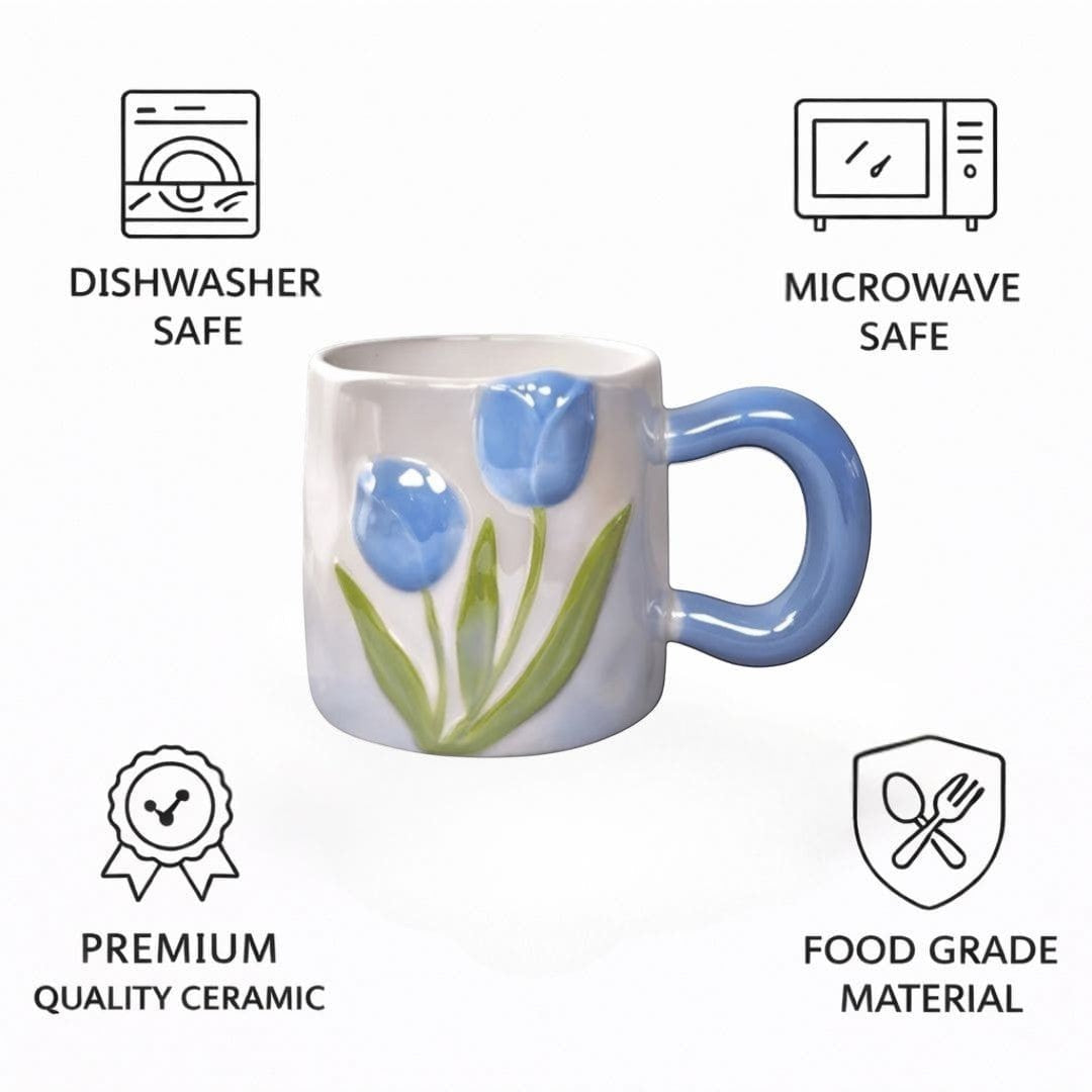 Tulip Meadow Ceramic Mug - Blue