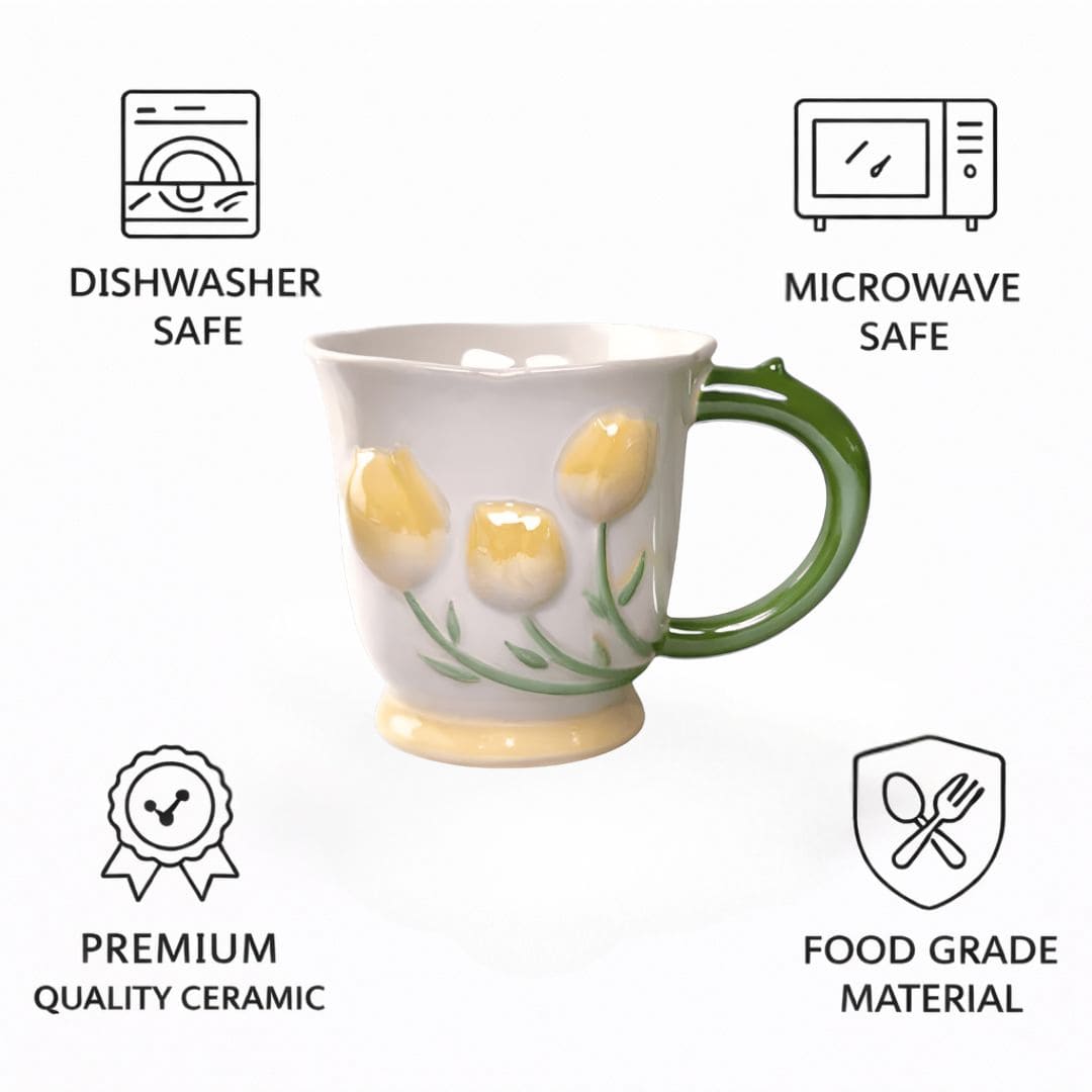 Tulip Buds Ceramic Mug - Yellow