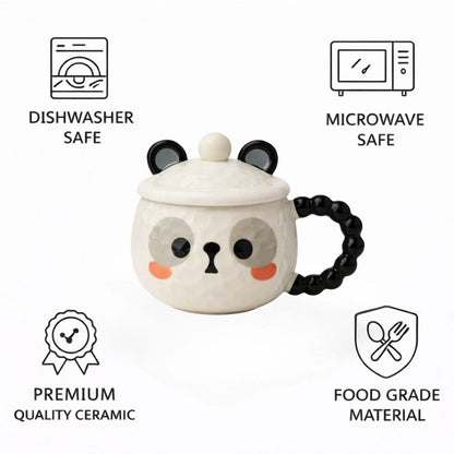Mellow Panda Ceramic Mug (With Spoon and Lid)