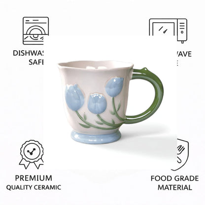 Tulip Buds Ceramic Mug - Blue