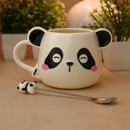Moodie Panda Ceramic Mug (With Spoon) - The Blushy