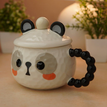 Mellow Panda Ceramic Mug (With Spoon and Lid)
