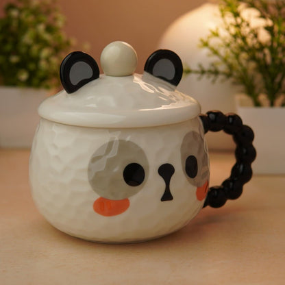 Mellow Panda Ceramic Mug (With Spoon and Lid)