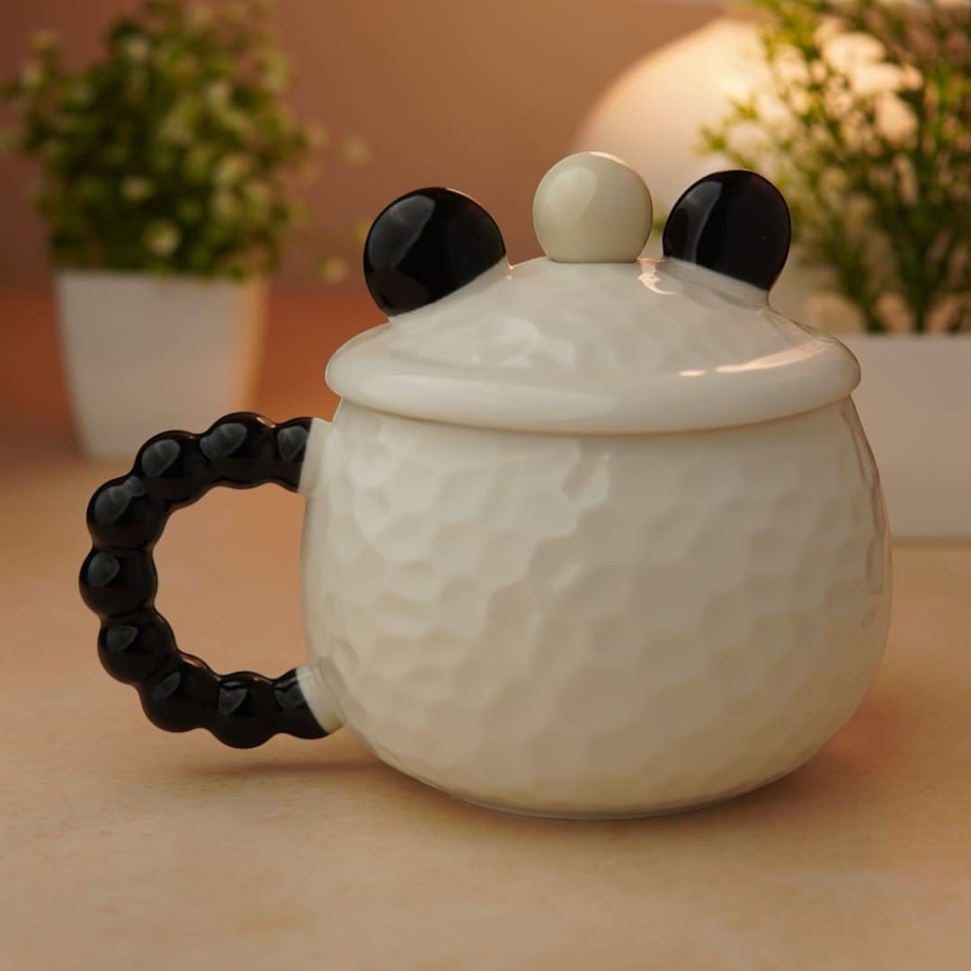 Mellow Panda Ceramic Mug (With Spoon and Lid)