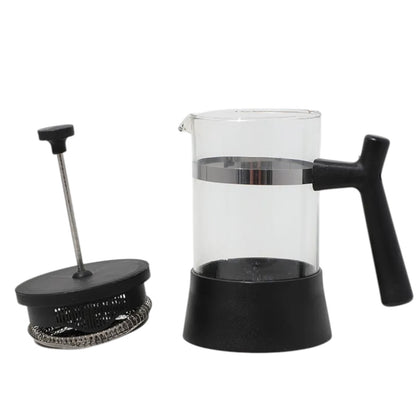 Matte Black Glass French Press with Modern Angular Grip (600 ml)