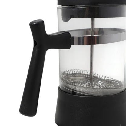 Matte Black Glass French Press with Modern Angular Grip (600 ml)