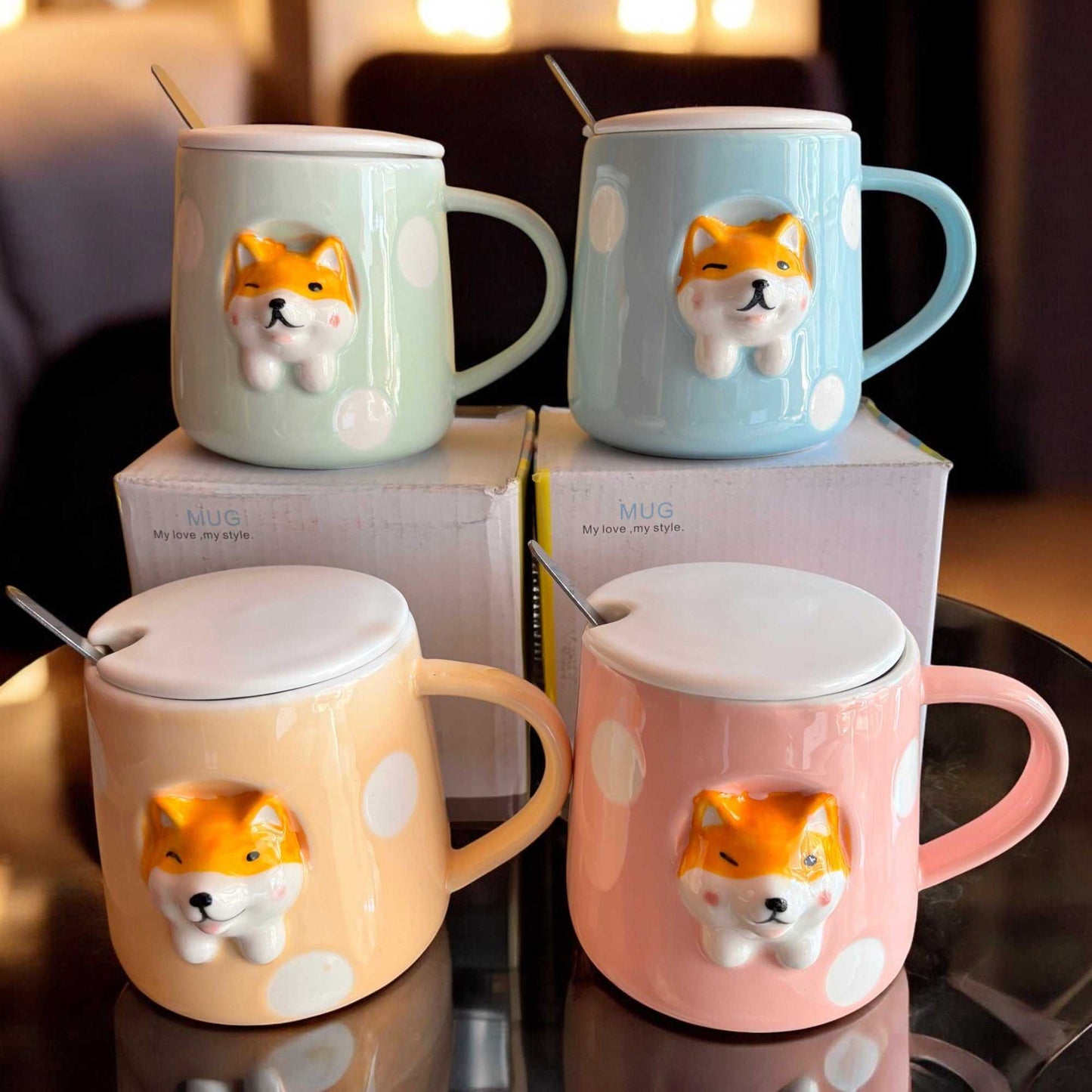 Sassy Shiba Ceramic Cup (With Spoon and Lid)