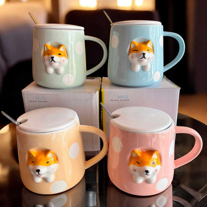 Sassy Shiba Ceramic Cup (With Spoon and Lid)