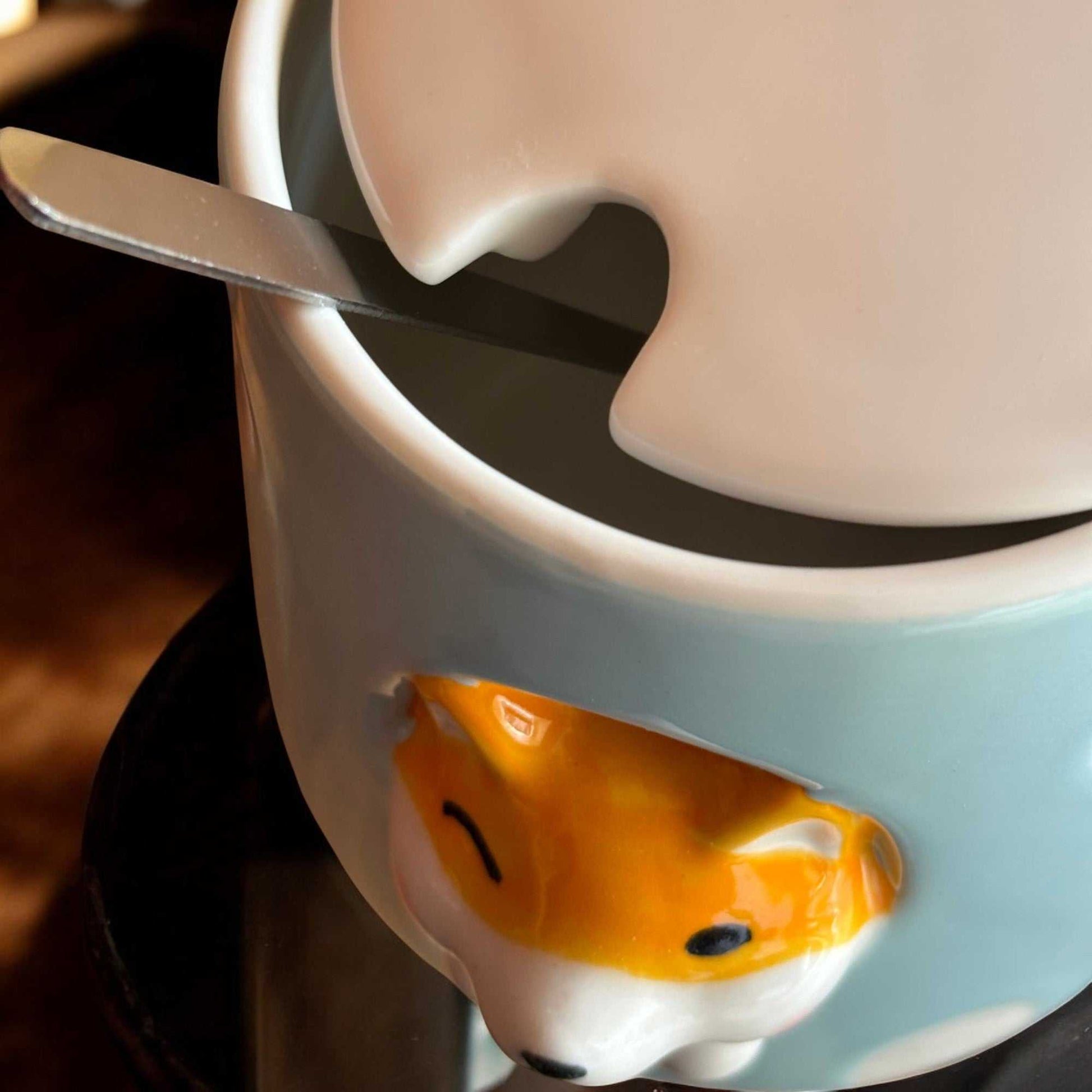 Sassy Shiba Ceramic Cup (With Spoon and Lid)