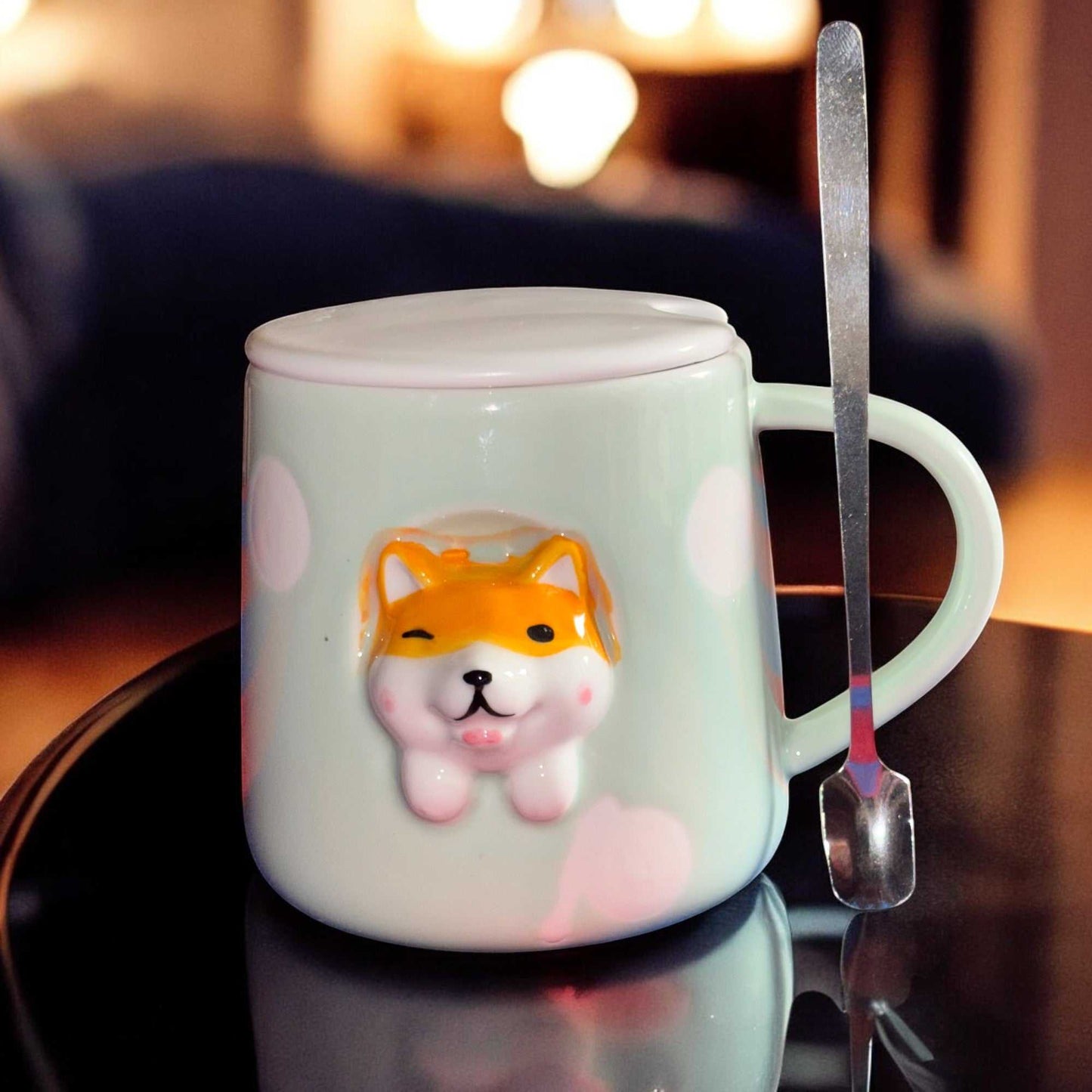 Sassy Shiba Ceramic Cup (With Spoon and Lid)