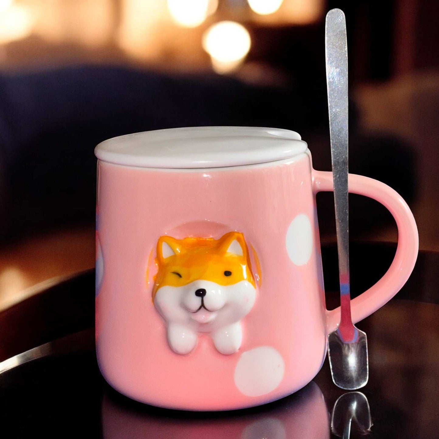 Sassy Shiba Ceramic Cup (With Spoon and Lid)