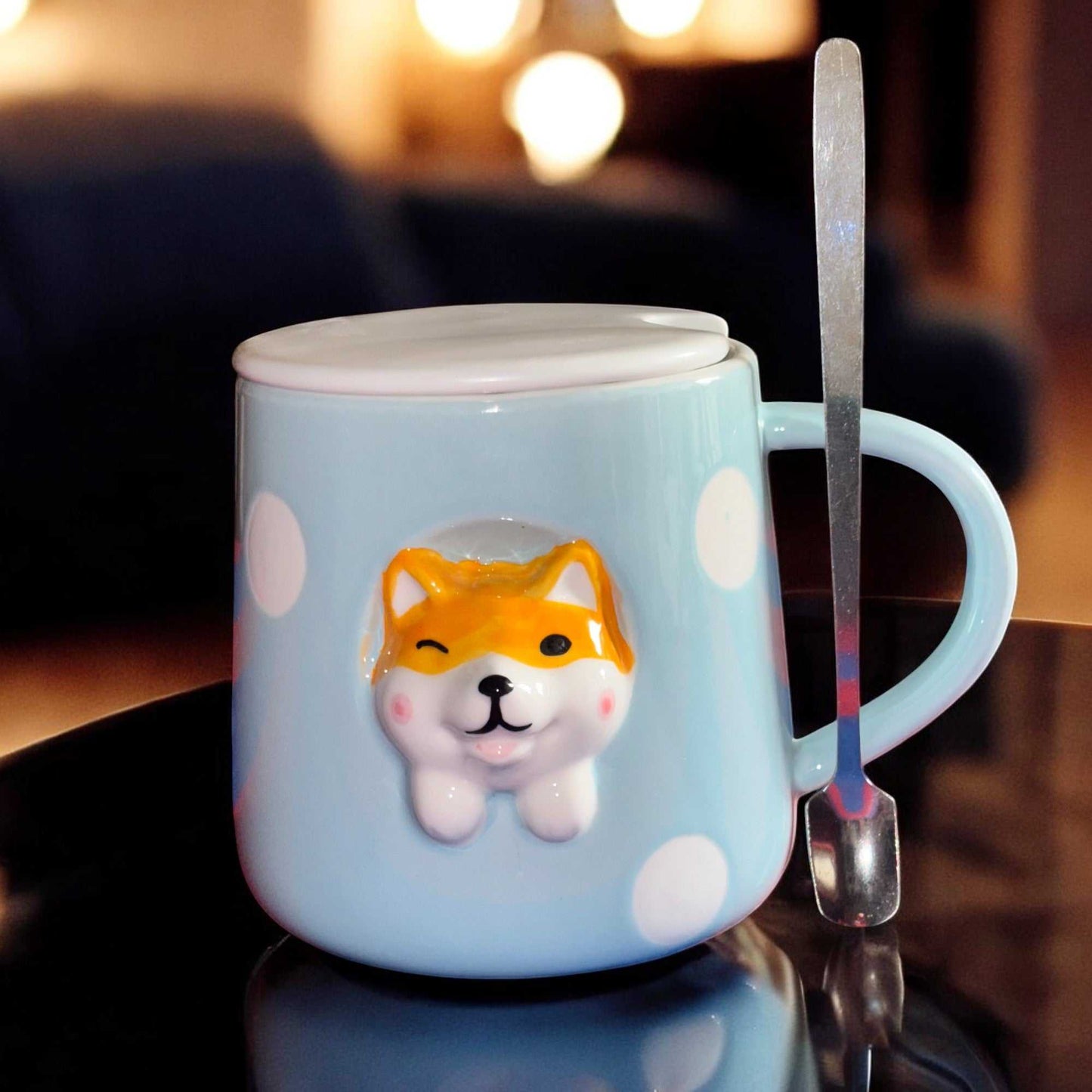 Sassy Shiba Ceramic Cup (With Spoon and Lid)