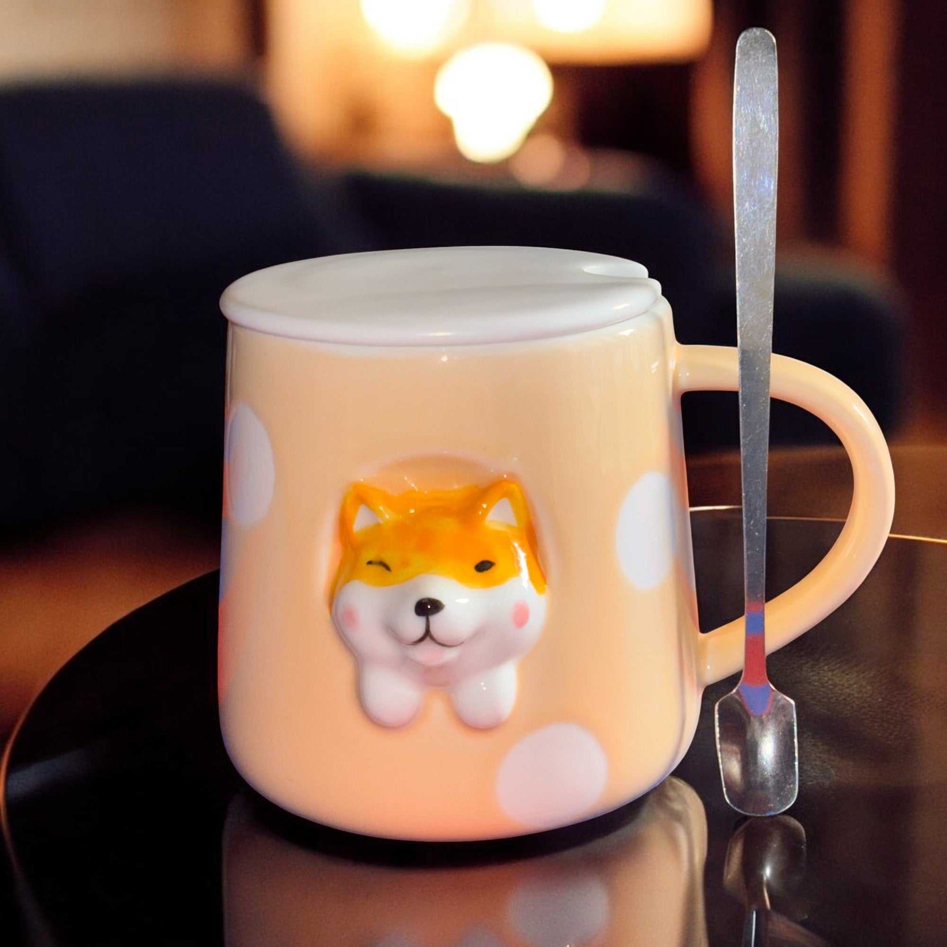 Sassy Shiba Ceramic Cup (With Spoon and Lid)