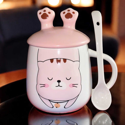 Pawsitive Vibes Cat Ceramic Cup (With Spoon and Lid)