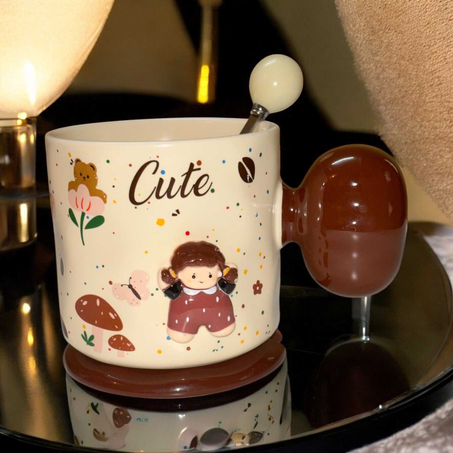 Synced Souls Ceramic Cups (With Spoon and Lid)