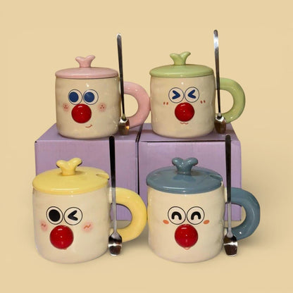 Whimsy Moods Ceramic Cup (With Spoon and Lid)