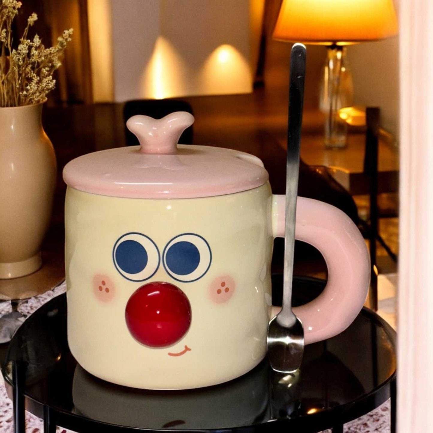 Whimsy Moods Ceramic Cup (With Spoon and Lid)