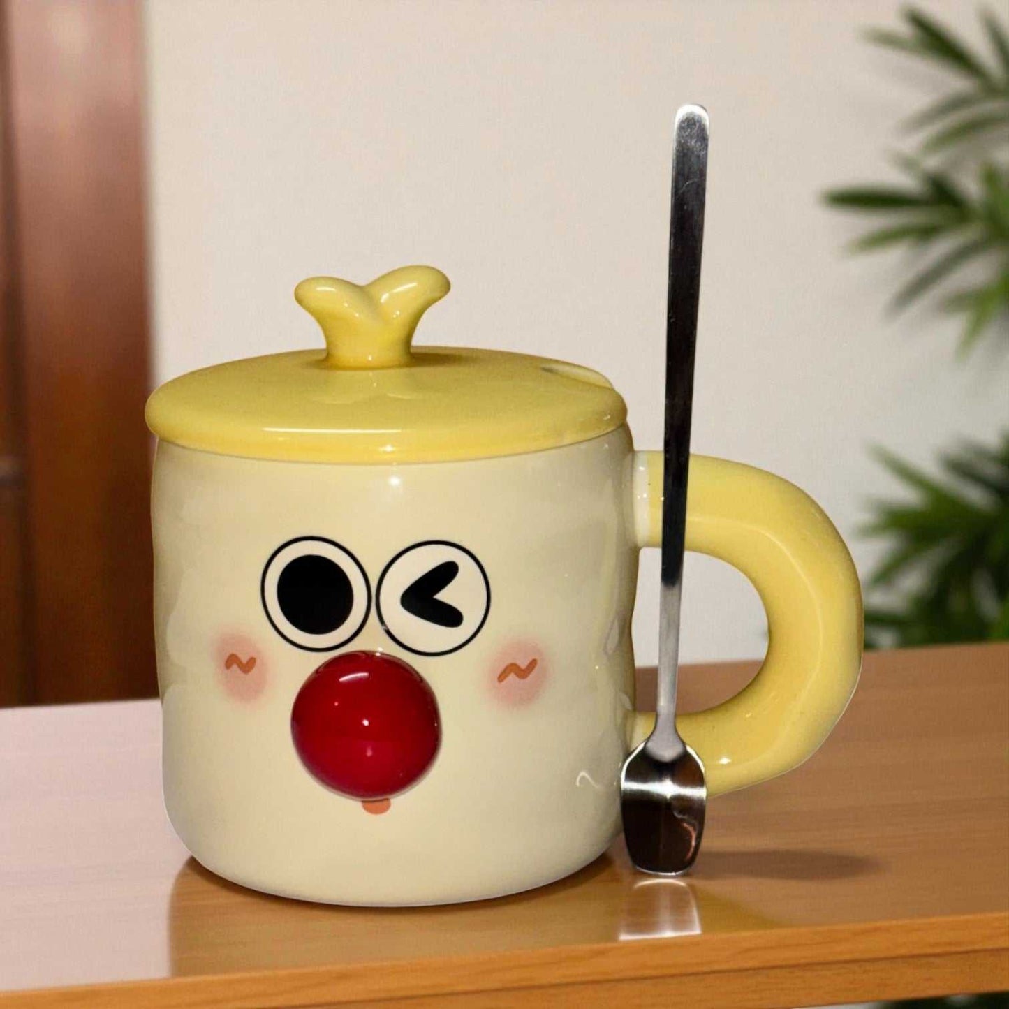 Whimsy Moods Ceramic Cup (With Spoon and Lid)