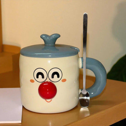 Whimsy Moods Ceramic Cup (With Spoon and Lid)