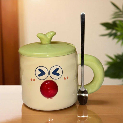 Whimsy Moods Ceramic Cup (With Spoon and Lid)