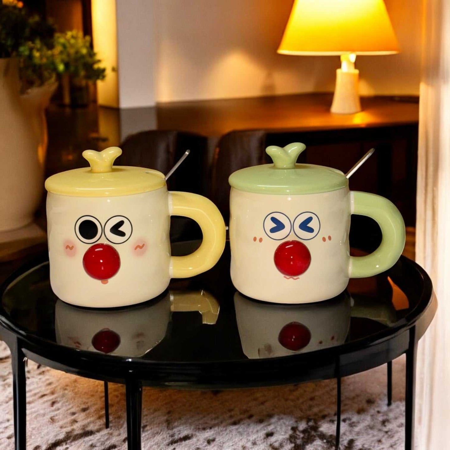 Whimsy Moods Ceramic Cup (With Spoon and Lid)