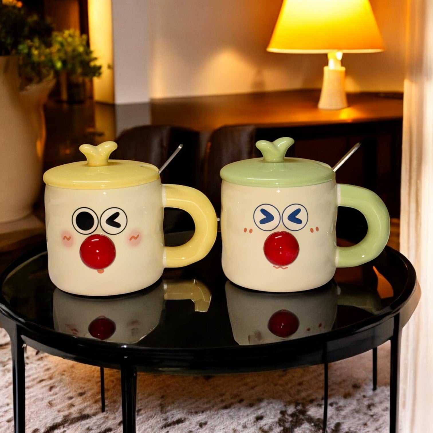 Whimsy Moods Ceramic Cup (With Spoon and Lid)