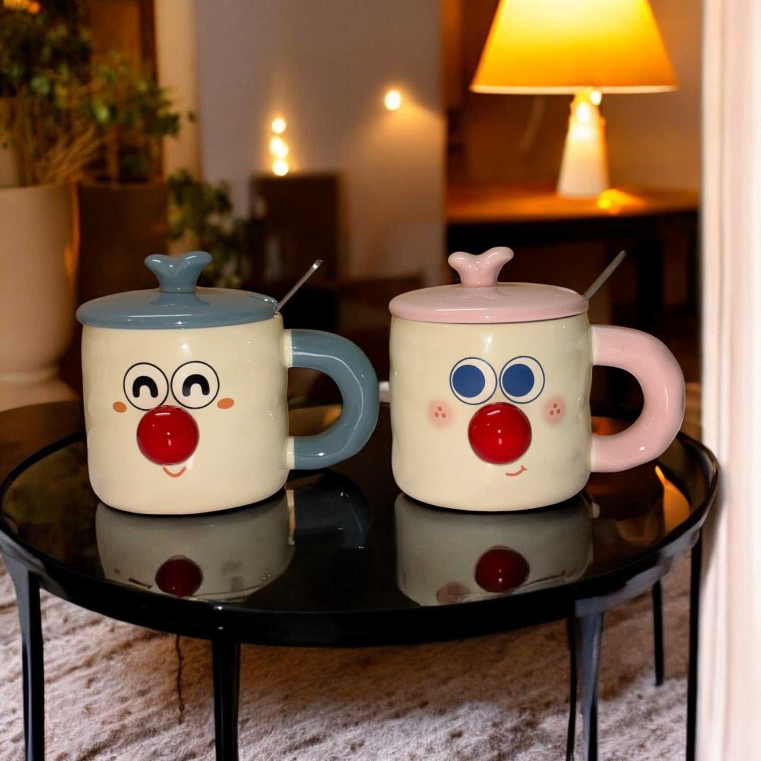 Whimsy Moods Ceramic Cup (With Spoon and Lid)