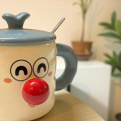 Whimsy Moods Ceramic Cup (With Spoon and Lid)