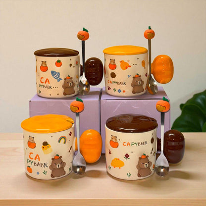 Tangy Teddy Ceramic Cup (With Spoon and Lid)