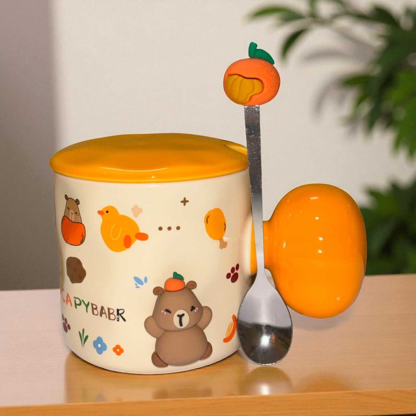 Tangy Teddy Ceramic Cup (With Spoon and Lid)