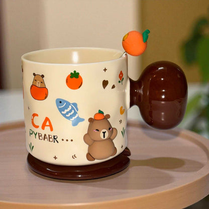 Tangy Teddy Ceramic Cup (With Spoon and Lid)