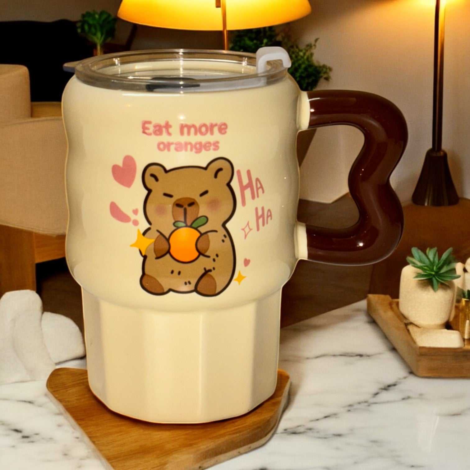 Multipurpose Capybara Ceramic Tumbler (With Straw and Lid)
