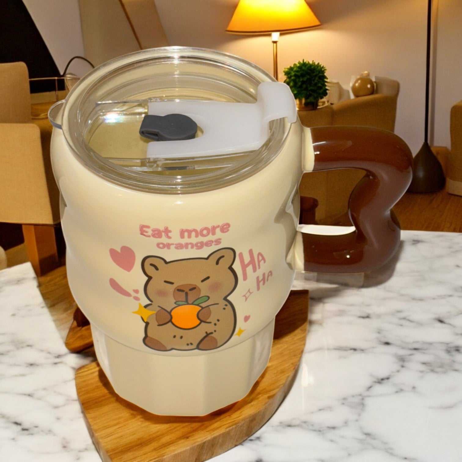 Multipurpose Capybara Ceramic Tumbler (With Straw and Lid)