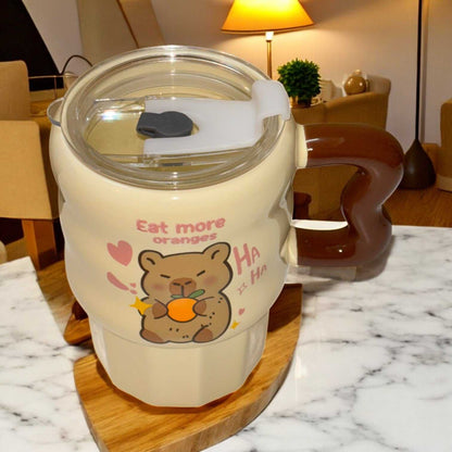 Multipurpose Capybara Ceramic Tumbler (With Straw and Lid)