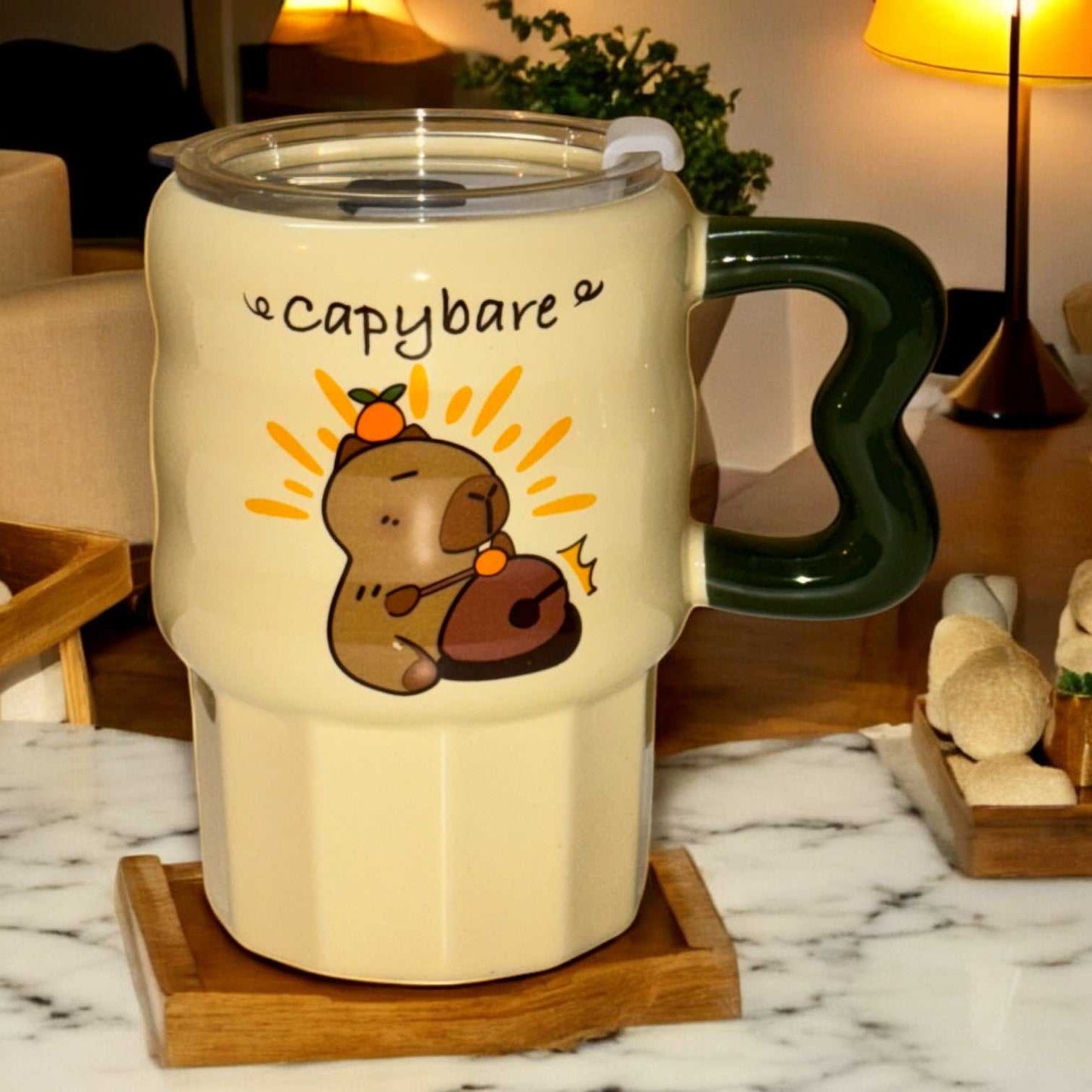 Multipurpose Capybara Ceramic Tumbler (With Straw and Lid)