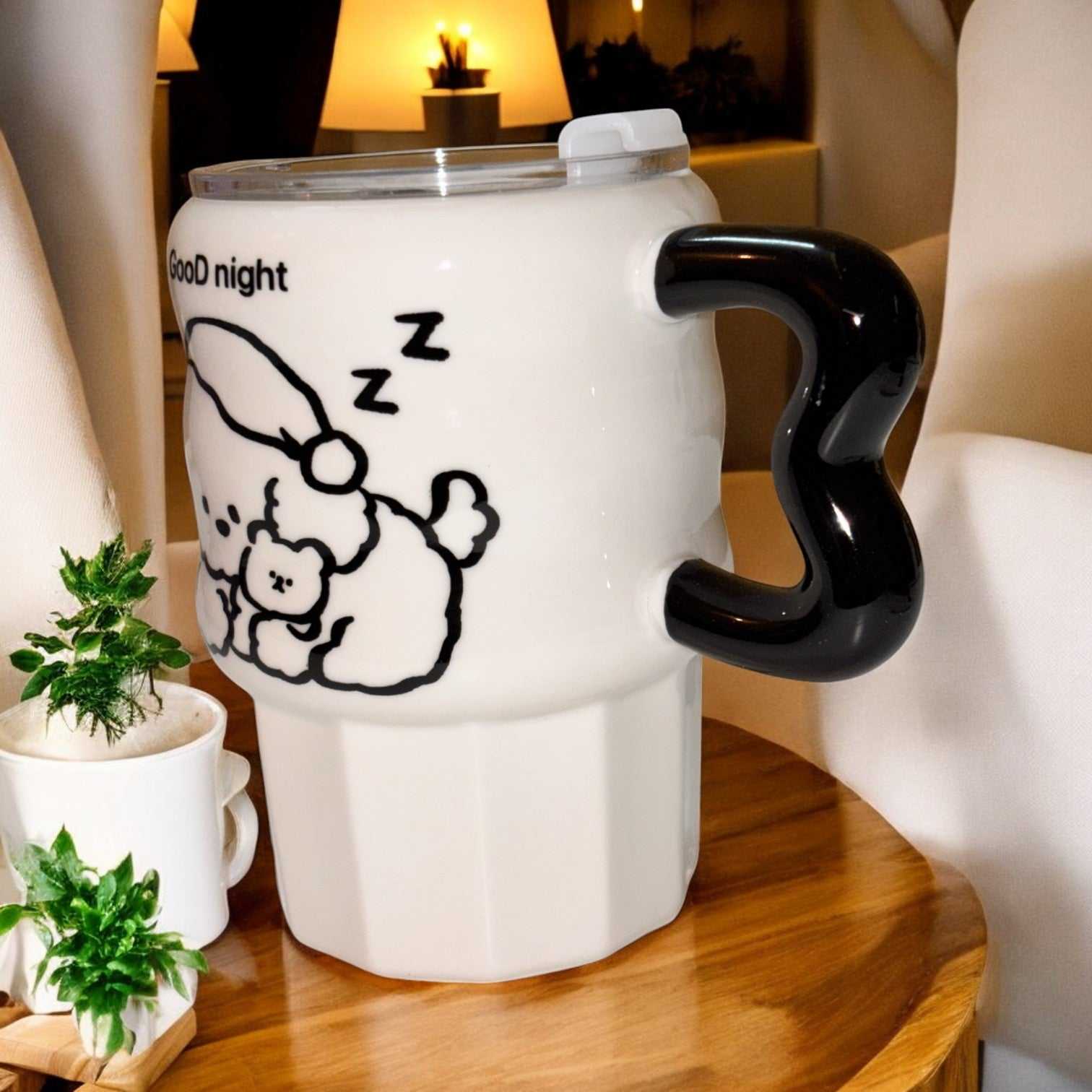 Multipurpose Puppy Ceramic Tumbler (With Straw and Lid)